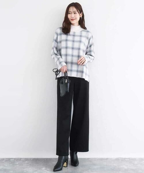 MK MICHEL KLEIN / エムケーミッシェルクラン ニット・セーター | チェック柄ニットプルオーバー/洗える | 詳細3