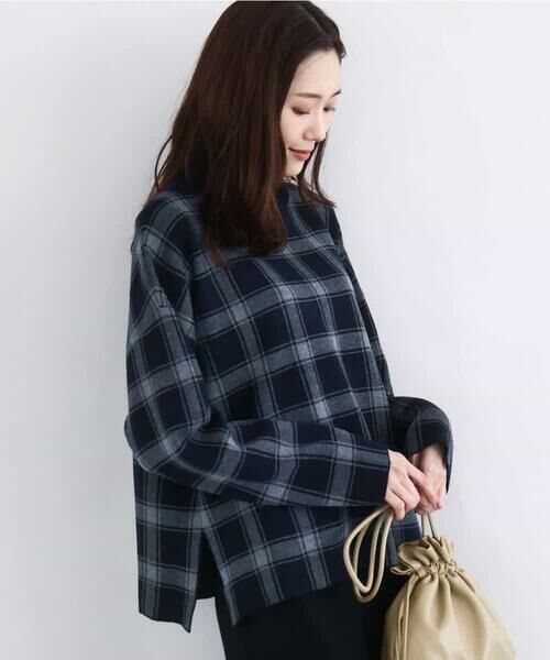 MK MICHEL KLEIN / エムケーミッシェルクラン ニット・セーター | チェック柄ニットプルオーバー/洗える | 詳細8