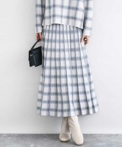 MK MICHEL KLEIN / エムケーミッシェルクラン ロング・マキシ丈スカート | チェック柄プリーツニットスカート/洗える