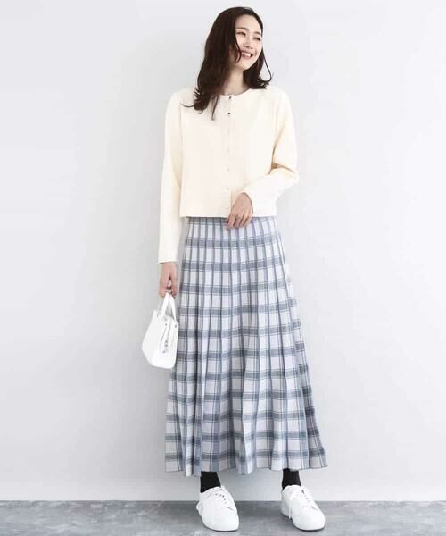 MK MICHEL KLEIN / エムケーミッシェルクラン ロング・マキシ丈スカート | チェック柄プリーツニットスカート/洗える | 詳細10