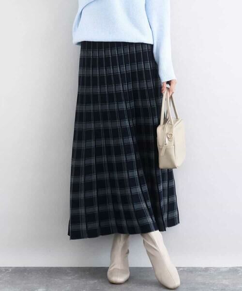 MK MICHEL KLEIN / エムケーミッシェルクラン ロング・マキシ丈スカート | チェック柄プリーツニットスカート/洗える | 詳細11