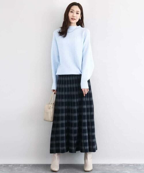 MK MICHEL KLEIN / エムケーミッシェルクラン ロング・マキシ丈スカート | チェック柄プリーツニットスカート/洗える | 詳細12