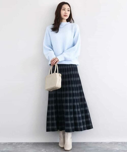 MK MICHEL KLEIN / エムケーミッシェルクラン ロング・マキシ丈スカート | チェック柄プリーツニットスカート/洗える | 詳細13