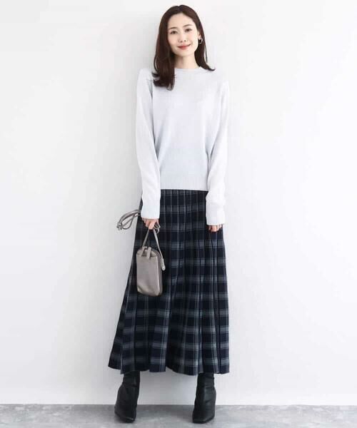 MK MICHEL KLEIN / エムケーミッシェルクラン ロング・マキシ丈スカート | チェック柄プリーツニットスカート/洗える | 詳細15