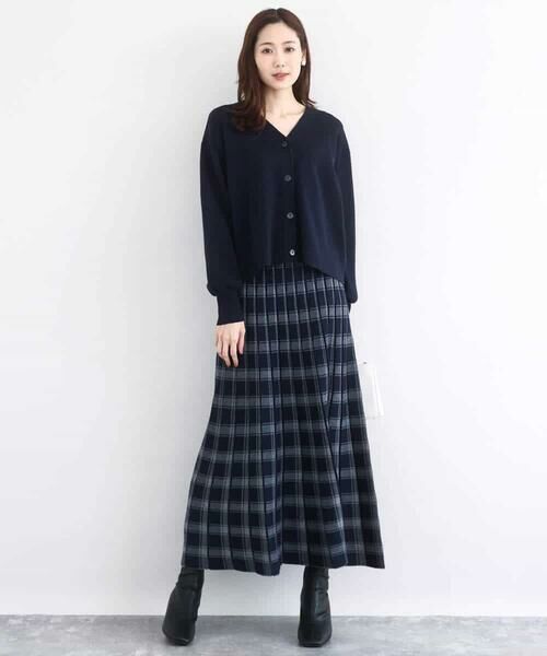 MK MICHEL KLEIN / エムケーミッシェルクラン ロング・マキシ丈スカート | チェック柄プリーツニットスカート/洗える | 詳細18