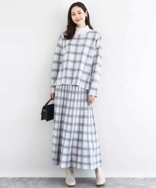 MK MICHEL KLEIN / エムケーミッシェルクラン ロング・マキシ丈スカート | チェック柄プリーツニットスカート/洗える | 詳細2