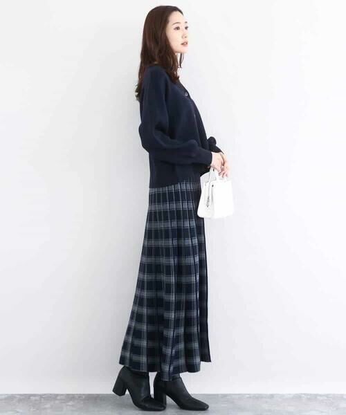 MK MICHEL KLEIN / エムケーミッシェルクラン ロング・マキシ丈スカート | チェック柄プリーツニットスカート/洗える | 詳細20
