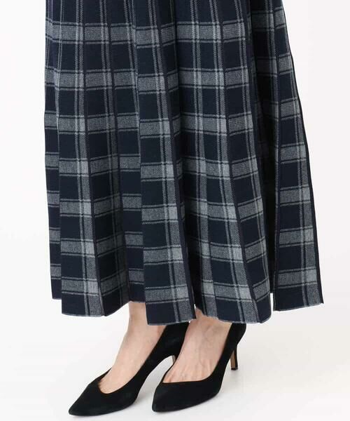 MK MICHEL KLEIN / エムケーミッシェルクラン ロング・マキシ丈スカート | チェック柄プリーツニットスカート/洗える | 詳細28