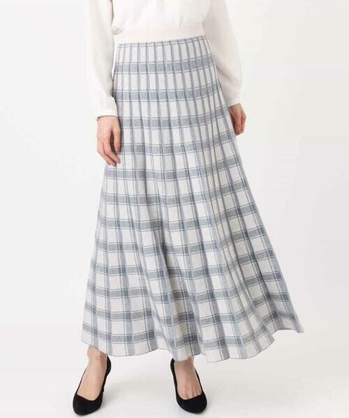 MK MICHEL KLEIN / エムケーミッシェルクラン ロング・マキシ丈スカート | チェック柄プリーツニットスカート/洗える | 詳細30