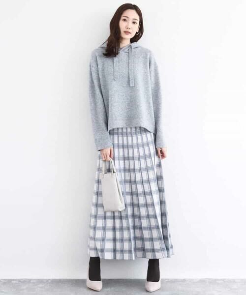 MK MICHEL KLEIN / エムケーミッシェルクラン ロング・マキシ丈スカート | チェック柄プリーツニットスカート/洗える | 詳細5