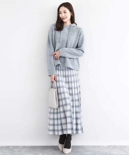 MK MICHEL KLEIN / エムケーミッシェルクラン ロング・マキシ丈スカート | チェック柄プリーツニットスカート/洗える | 詳細7