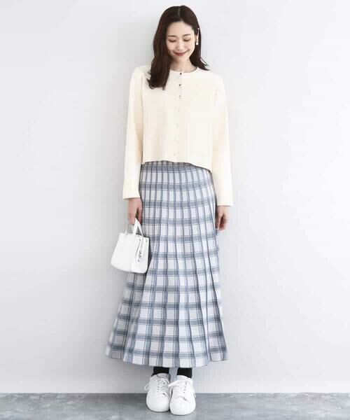 MK MICHEL KLEIN / エムケーミッシェルクラン ロング・マキシ丈スカート | チェック柄プリーツニットスカート/洗える | 詳細8