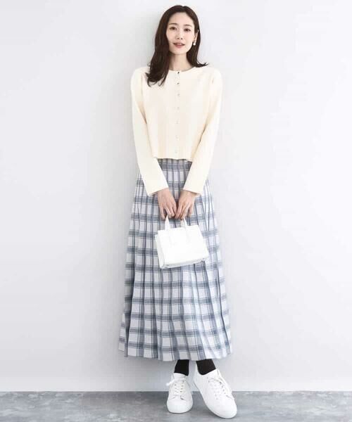 MK MICHEL KLEIN / エムケーミッシェルクラン ロング・マキシ丈スカート | チェック柄プリーツニットスカート/洗える | 詳細9