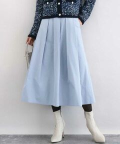 MK MICHEL KLEIN / エムケーミッシェルクラン ロング・マキシ丈スカート | メモリータフタ タックフレアスカート/洗える