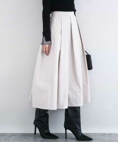 MK MICHEL KLEIN / エムケーミッシェルクラン ロング・マキシ丈スカート | メモリータフタ タックフレアスカート/洗える
