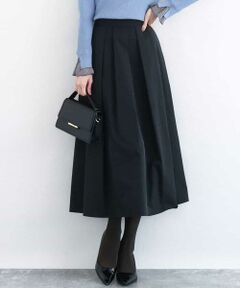 MK MICHEL KLEIN / エムケーミッシェルクラン ロング・マキシ丈スカート | メモリータフタ タックフレアスカート/洗える