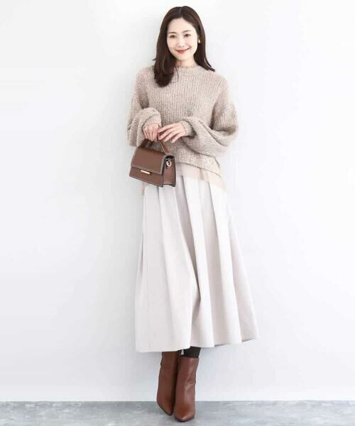 MK MICHEL KLEIN / エムケーミッシェルクラン ロング・マキシ丈スカート | メモリータフタ タックフレアスカート/洗える | 詳細10