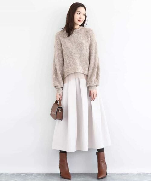 MK MICHEL KLEIN / エムケーミッシェルクラン ロング・マキシ丈スカート | メモリータフタ タックフレアスカート/洗える | 詳細11