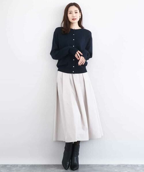 MK MICHEL KLEIN / エムケーミッシェルクラン ロング・マキシ丈スカート | メモリータフタ タックフレアスカート/洗える | 詳細13