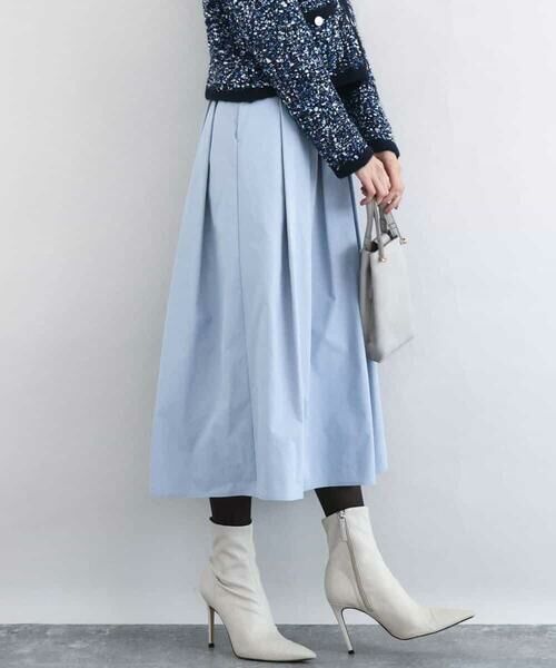 MK MICHEL KLEIN / エムケーミッシェルクラン ロング・マキシ丈スカート | メモリータフタ タックフレアスカート/洗える | 詳細18