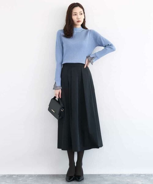 MK MICHEL KLEIN / エムケーミッシェルクラン ロング・マキシ丈スカート | メモリータフタ タックフレアスカート/洗える | 詳細2
