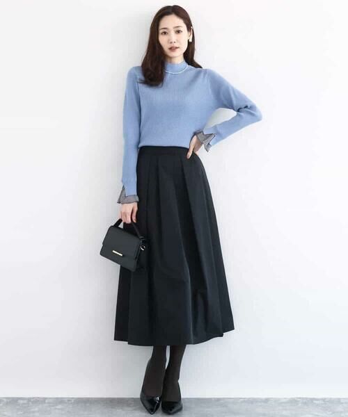 MK MICHEL KLEIN / エムケーミッシェルクラン ロング・マキシ丈スカート | メモリータフタ タックフレアスカート/洗える | 詳細3