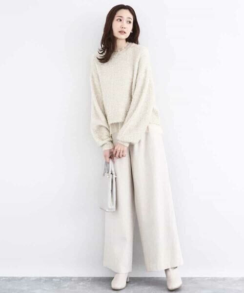 MK MICHEL KLEIN / エムケーミッシェルクラン チノ・ワークパンツ | カラーツイードワイドパンツ/洗える | 詳細11