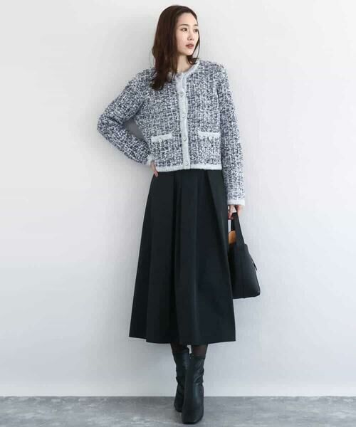 MK MICHEL KLEIN / エムケーミッシェルクラン ノーカラージャケット | ツイードニットジャケット/洗える | 詳細11