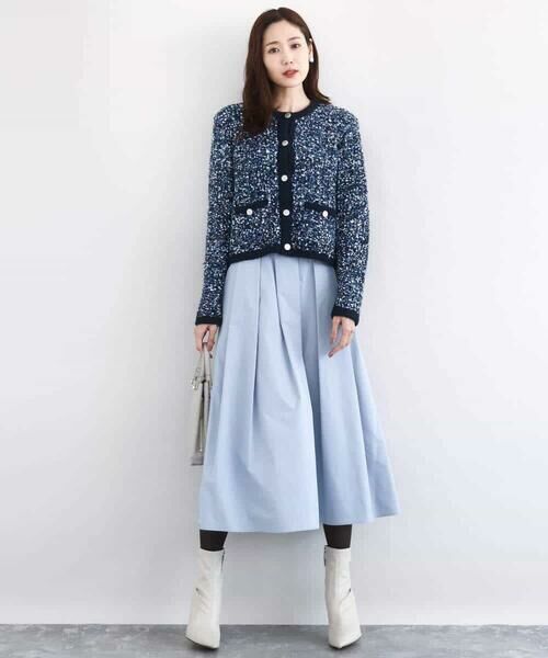 MK MICHEL KLEIN / エムケーミッシェルクラン ノーカラージャケット | ツイードニットジャケット/洗える | 詳細2