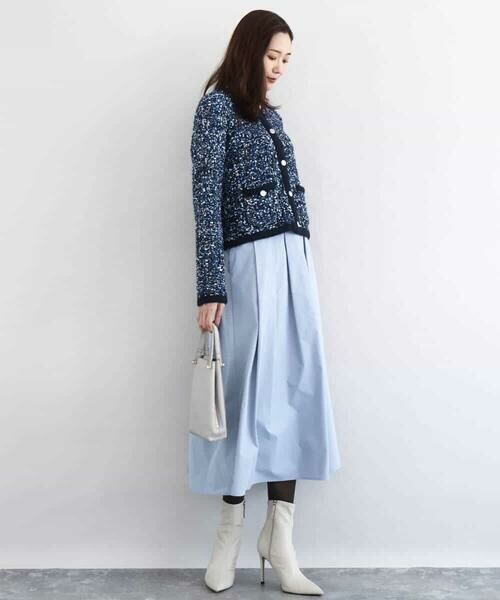 MK MICHEL KLEIN / エムケーミッシェルクラン ノーカラージャケット | ツイードニットジャケット/洗える | 詳細3