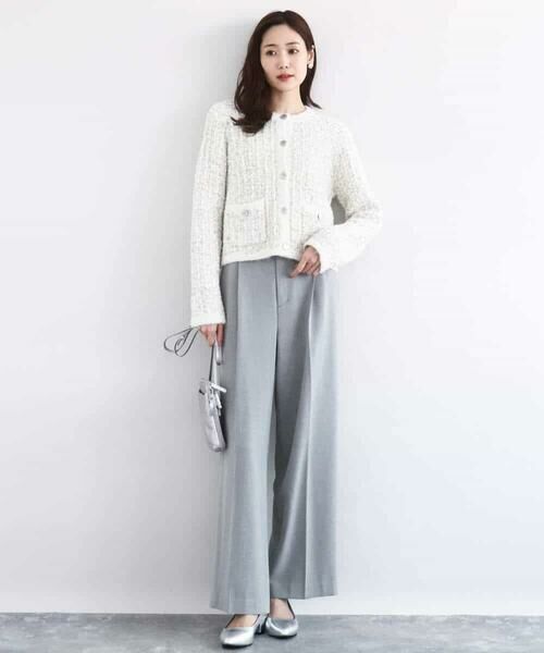 MK MICHEL KLEIN / エムケーミッシェルクラン ノーカラージャケット | ツイードニットジャケット/洗える | 詳細6