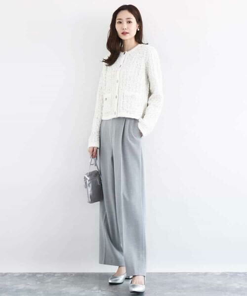 MK MICHEL KLEIN / エムケーミッシェルクラン ノーカラージャケット | ツイードニットジャケット/洗える | 詳細7