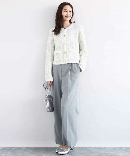 MK MICHEL KLEIN / エムケーミッシェルクラン ノーカラージャケット | ツイードニットジャケット/洗える | 詳細8