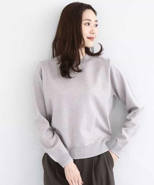 MK MICHEL KLEIN / エムケーミッシェルクラン ニット・セーター | モックネックニット/洗える(モカグレー)