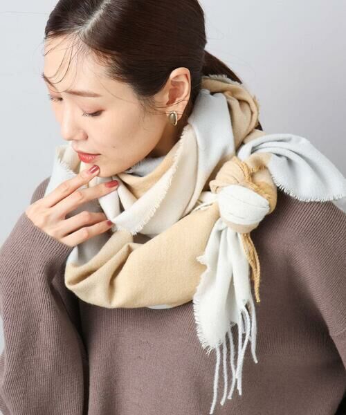 MK MICHEL KLEIN/エムケーミッシェルクラン 大判チェック柄ストール/洗える ベージュ M MK MICHEL KLEIN/エムケーミッシェルクラン 大判チェック柄ストール/洗える ベージュ M