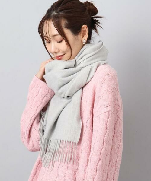 MK MICHEL KLEIN/エムケーミッシェルクラン 大判無地ストール/洗える グレー M MK MICHEL KLEIN/エムケーミッシェルクラン 大判無地ストール/洗える グレー M