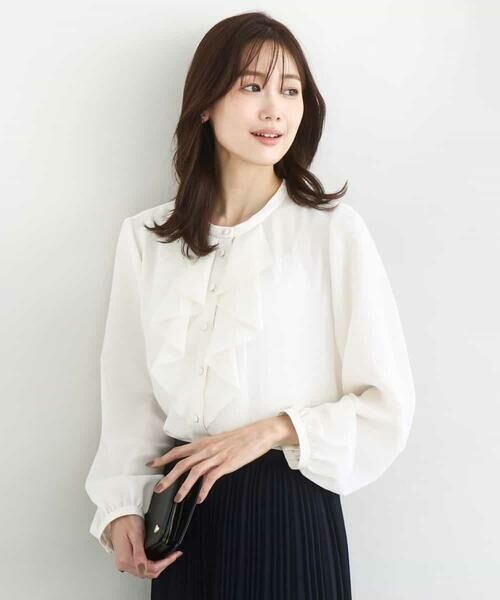 MK MICHEL KLEIN / エムケーミッシェルクラン シャツ・ブラウス | ラッフルフリルブラウス/洗える | 詳細1