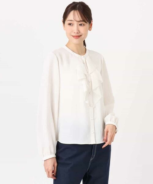 MK MICHEL KLEIN / エムケーミッシェルクラン シャツ・ブラウス | ラッフルフリルブラウス/洗える | 詳細17
