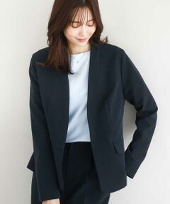 MK MICHEL KLEIN / エムケーミッシェルクラン テーラードジャケット | ダブルクロス カラーレスジャケット/セットアップ対応/洗える