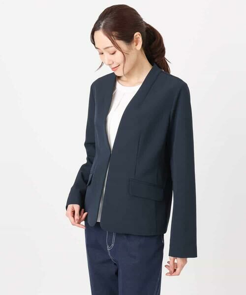 MK MICHEL KLEIN / エムケーミッシェルクラン テーラードジャケット | ダブルクロス カラーレスジャケット/セットアップ対応/洗える | 詳細9