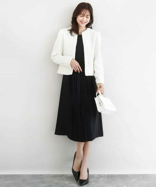 MK MICHEL KLEIN / エムケーミッシェルクラン ノーカラージャケット | ノーカラーファンシーツイードジャケット/セットアップ対応/洗える | 詳細1