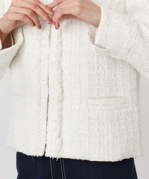 MK MICHEL KLEIN / エムケーミッシェルクラン ノーカラージャケット | ノーカラーファンシーツイードジャケット/セットアップ対応/洗える | 詳細12