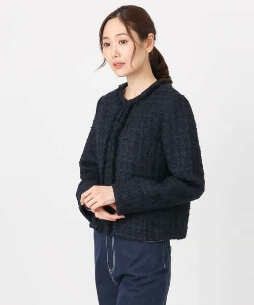 MK MICHEL KLEIN / エムケーミッシェルクラン ノーカラージャケット | ノーカラーファンシーツイードジャケット/セットアップ対応/洗える | 詳細16