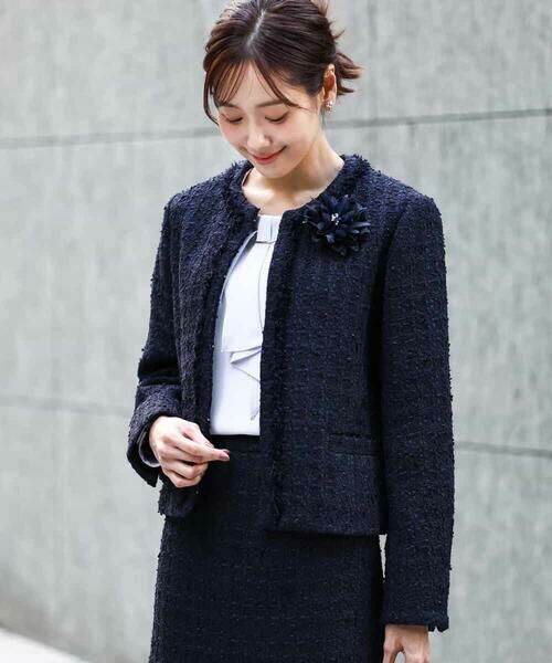 MK MICHEL KLEIN / エムケーミッシェルクラン ノーカラージャケット | ノーカラーファンシーツイードジャケット/セットアップ対応/洗える | 詳細18