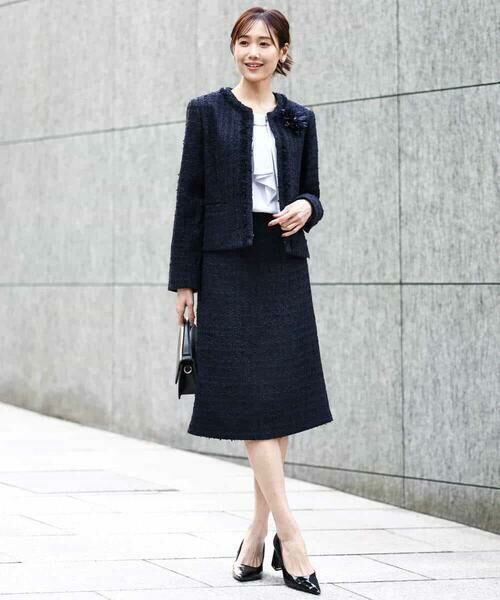 MK MICHEL KLEIN / エムケーミッシェルクラン ノーカラージャケット | ノーカラーファンシーツイードジャケット/セットアップ対応/洗える | 詳細21