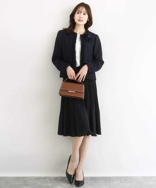 MK MICHEL KLEIN / エムケーミッシェルクラン ノーカラージャケット | ノーカラーファンシーツイードジャケット/セットアップ対応/洗える | 詳細23