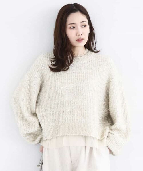 MK MICHEL KLEIN / エムケーミッシェルクラン ニット・セーター | ミニフリルデザインキラキラニット/洗える | 詳細1