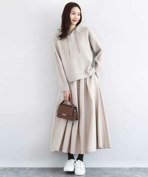 MK MICHEL KLEIN / エムケーミッシェルクラン ニット・セーター | クロップド丈ニットフーディー/洗える | 詳細3