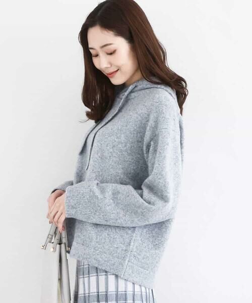 MK MICHEL KLEIN / エムケーミッシェルクラン ニット・セーター | クロップド丈ニットフーディー/洗える | 詳細9