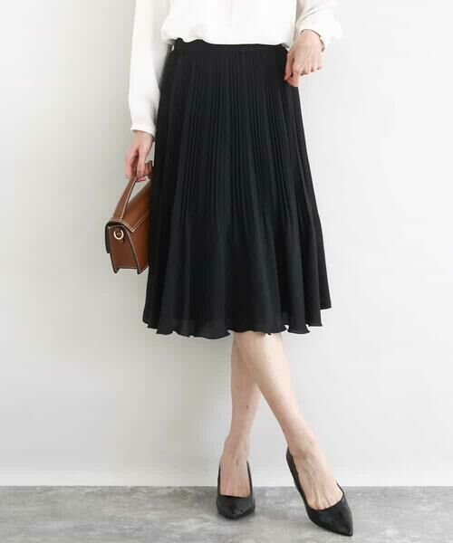 MK MICHEL KLEIN / エムケーミッシェルクラン ミニ・ひざ丈スカート | リバーシブルシフォンプリーツスカート/洗える | 詳細1